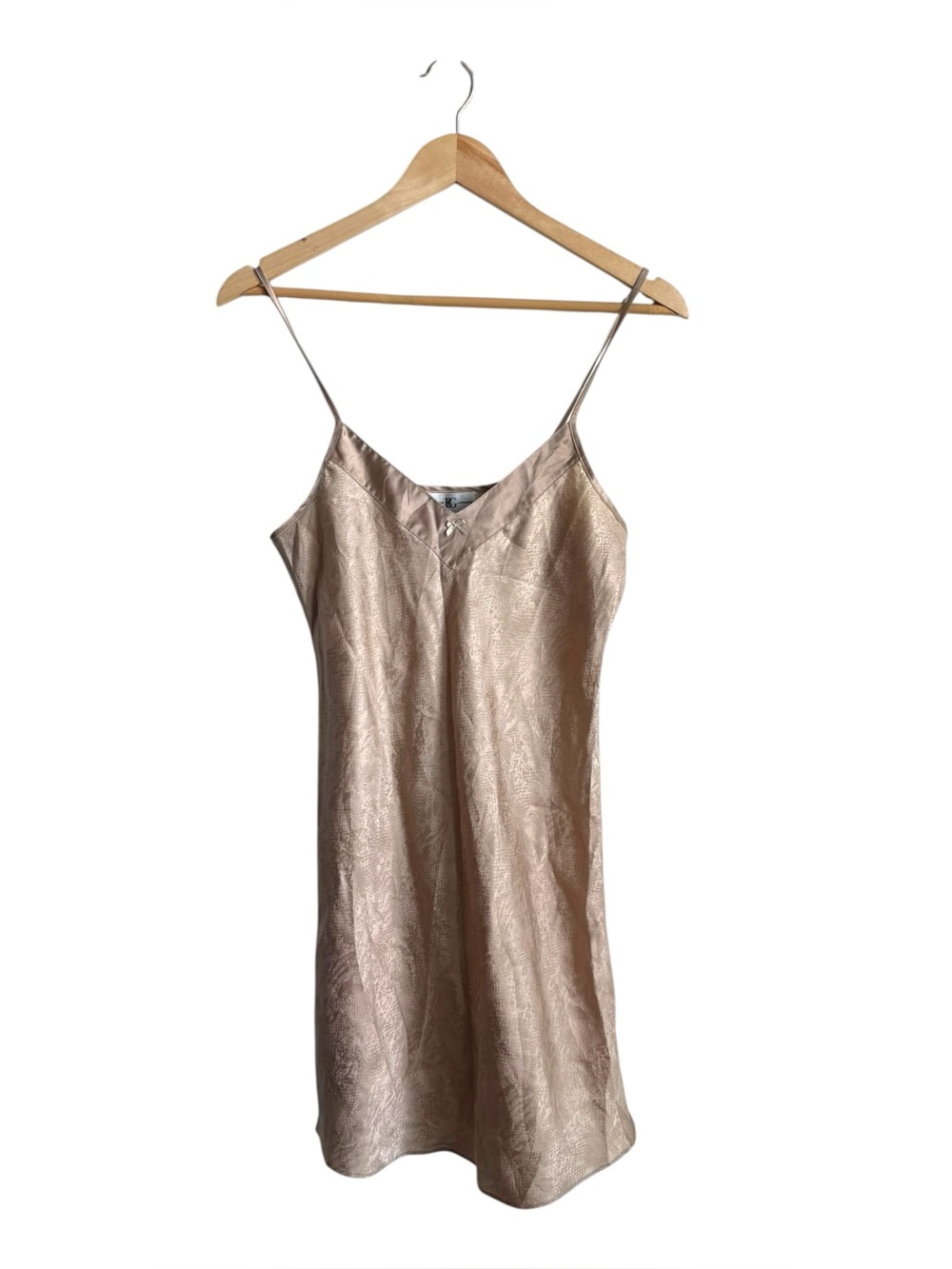 Vintage BG Lingerie Champagne Satin Snake Print Slip Dress Nightgown OS - Picture 1 of 9